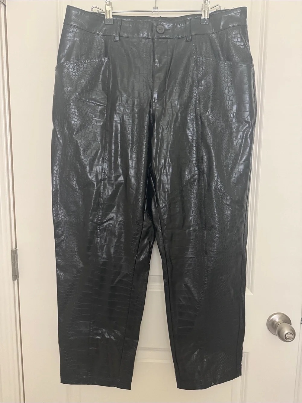 Black Faux Croc Men's Pants